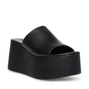 Steve Madden CHRISTA BLACK LEATHER Platform Sandal